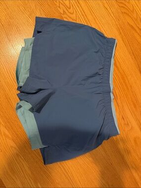 Eddie Bauer Blue Athletic Shorts with Light-Blue Trim